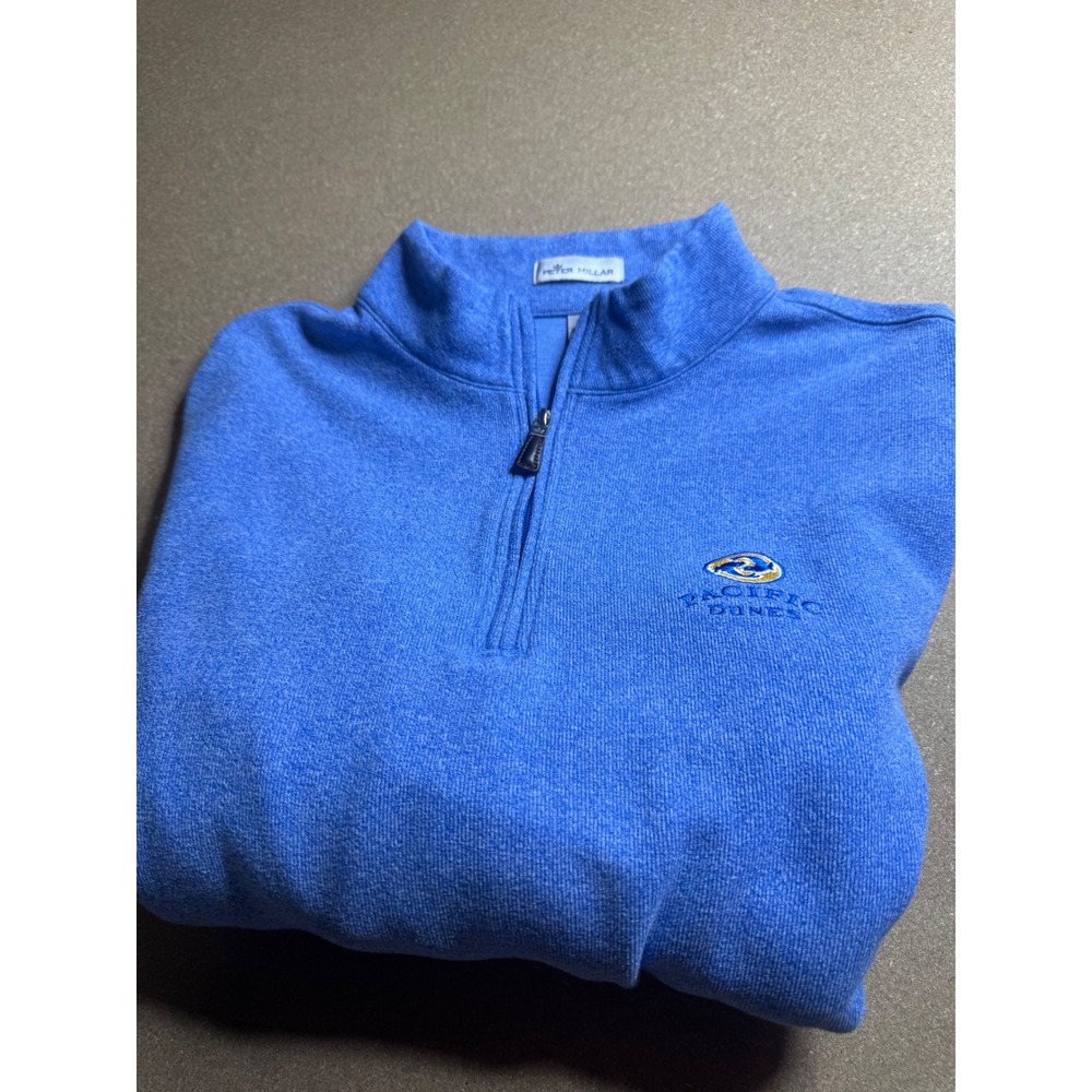 Peter Millar Pacific Dunes Blue Heather Quarter Zip Pullover Mens Large Golf